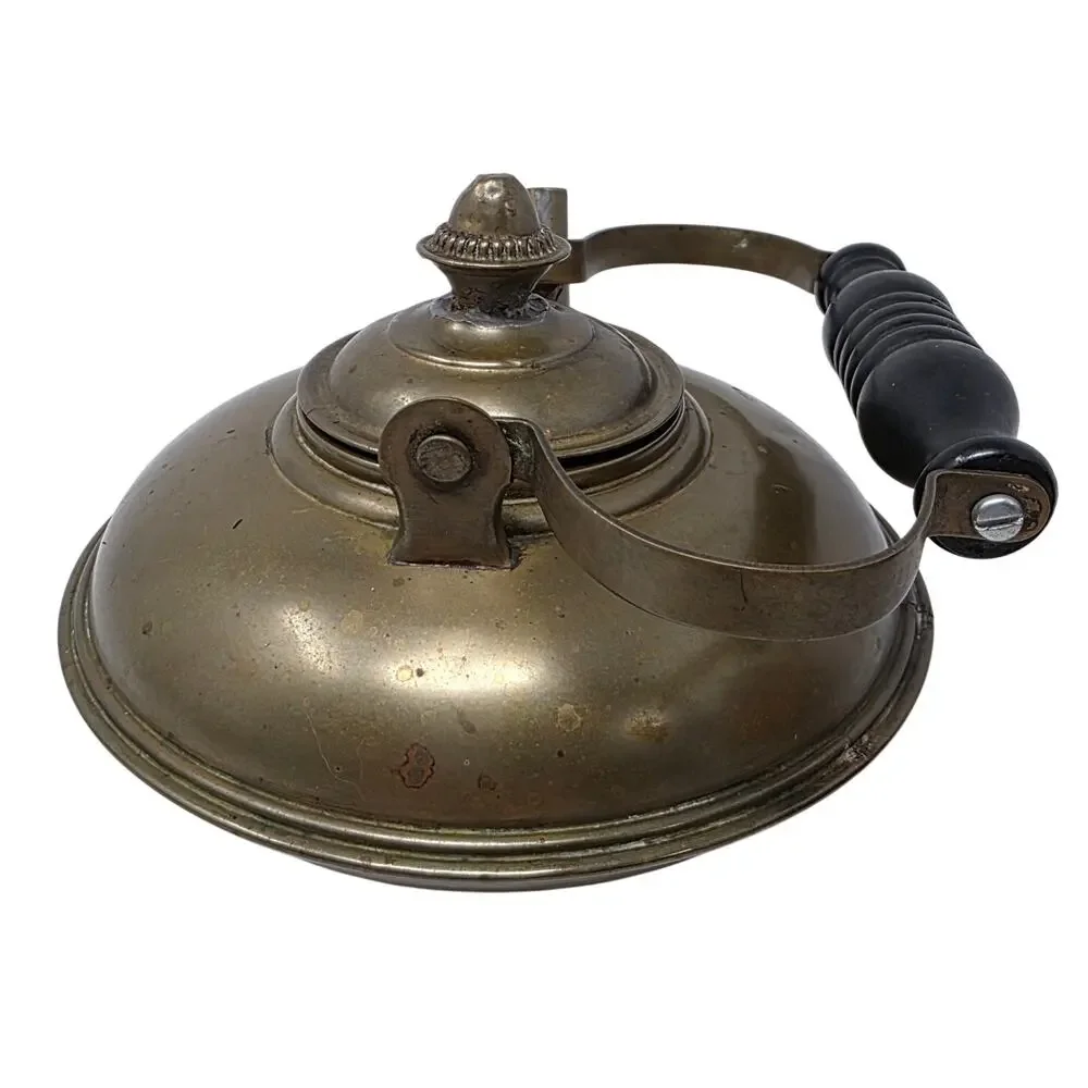 Vintage Brass Tea Kettle Wooden Handle Decorative Tin-Lined Small Teapot